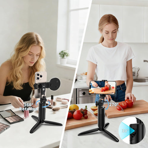 Auto Face Tracking Tripod 360 Rotation iPhone Desk Stand. Cell Phone Photo Vlogging Kit with Remote & Gesture Control. Rechargeable Smart Shooting