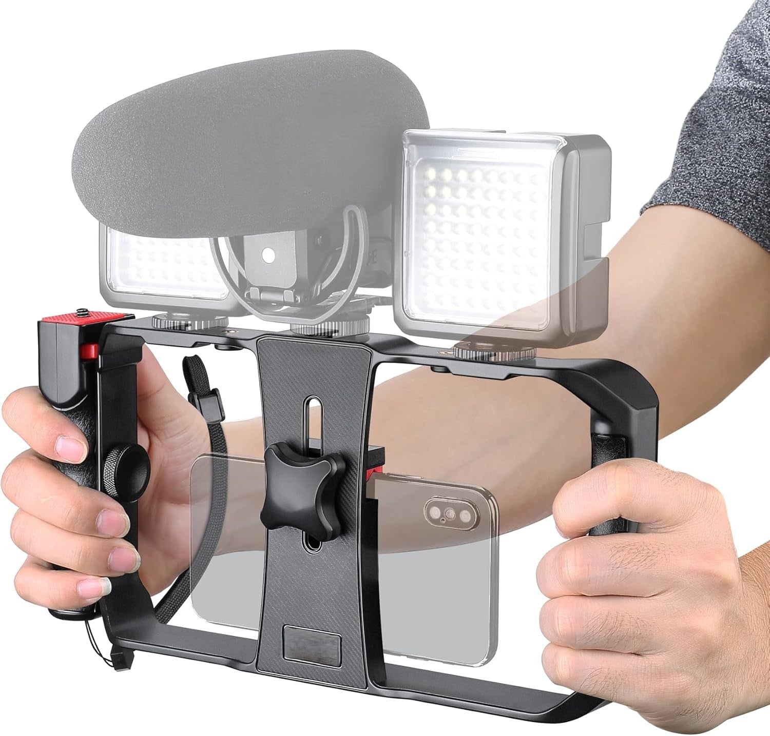 Smartphone Stabilizer, Cellphone Video Rig Tripod Mount Holder, with Wireless Remote Shutter for All iPhone and Android Smartphones