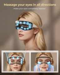 Eye Massager with Heat and Cooling, Integrated Smart Sleep Mask with Nose Rest and Soft Silicone Massage Head, 4 Massage Modes for Migraines, Dry Eye, Dark