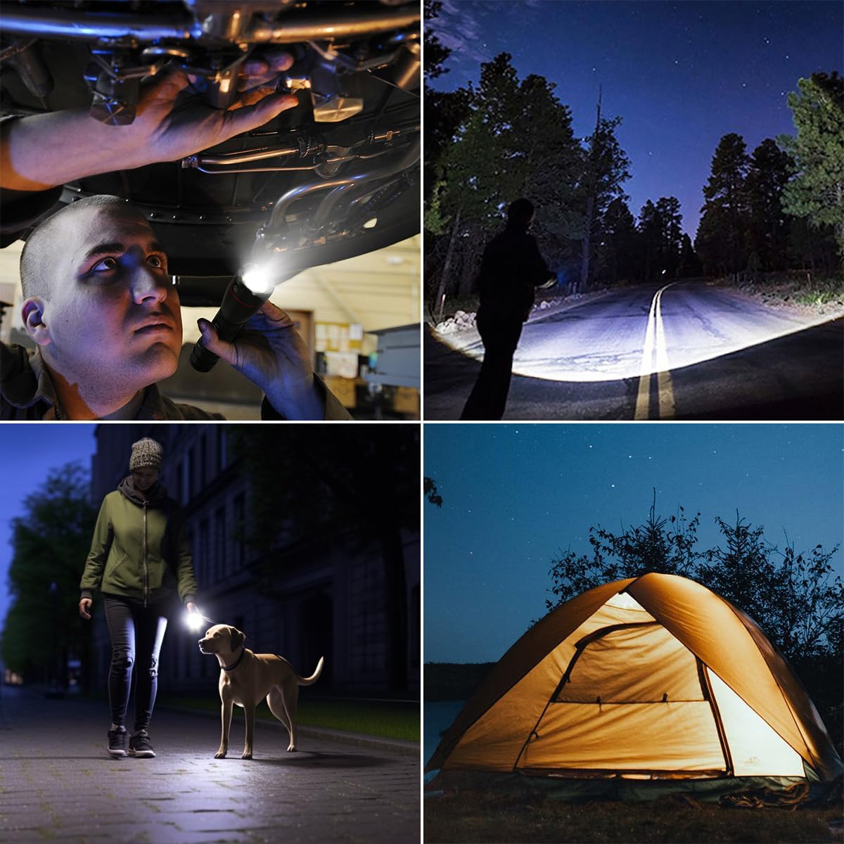 LED Flashlights High Lumens, Small Flashlight, Waterproof, Adjustable Focus Flash Light for Outdoor, Emergency, AAA Batteries Included