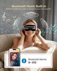 Eye Massager with Heat and Cooling, Integrated Smart Sleep Mask with Nose Rest and Soft Silicone Massage Head, 4 Massage Modes for Migraines, Dry Eye, Dark