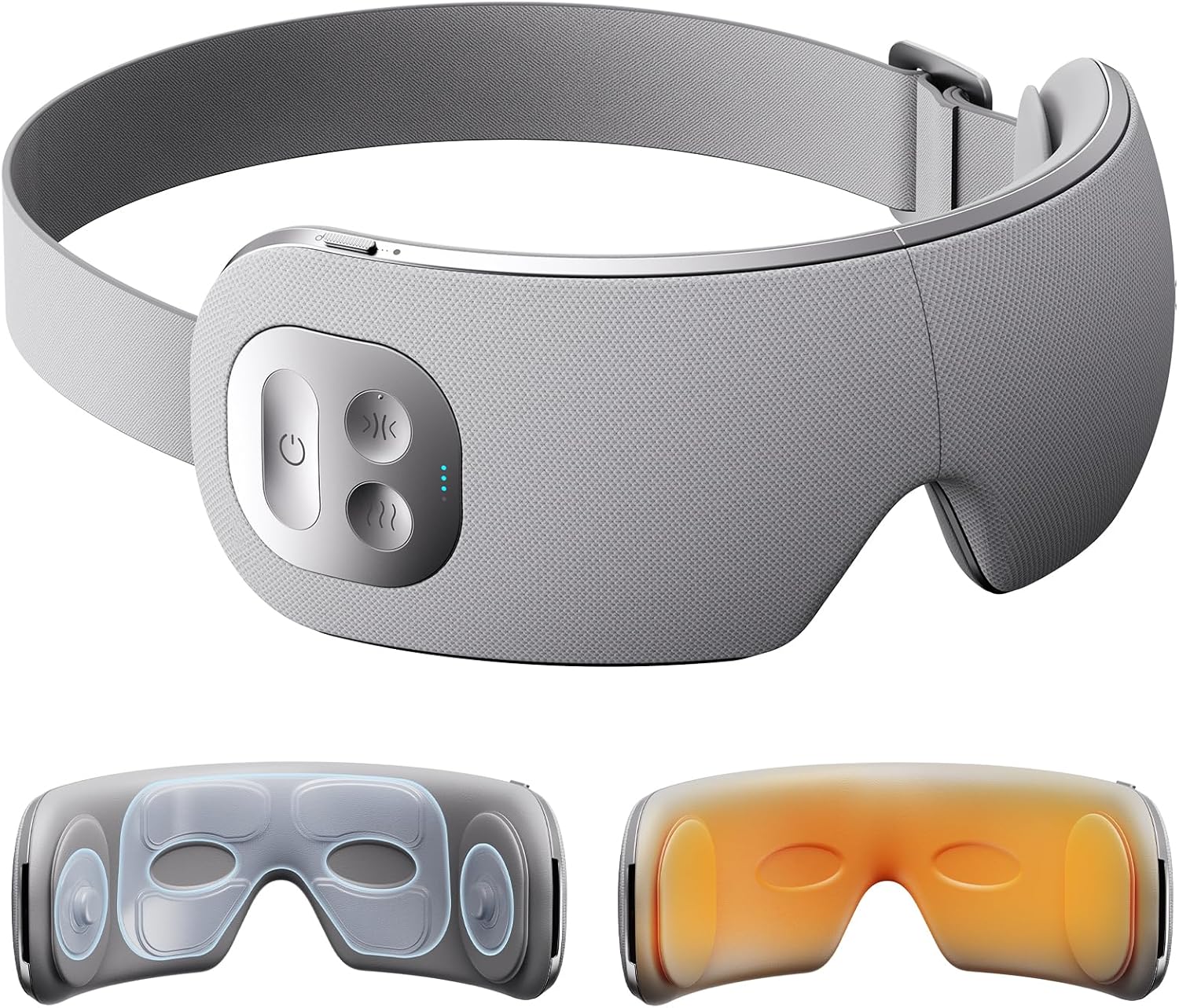 Eye Massager for Migraines with Temple Massage, Heat, Air Compression, Bluetooth Music Streaming, 10/15/20 Min Timer, Foldable Electric Eye Mask